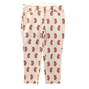 ANN TAYLOR LOFT Women’s Beige Cream Paisley Ankle Pants Size 8 Petite